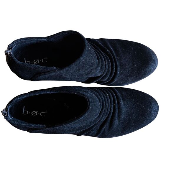 Born BOC Settle Black Leather Suede Slouch Ruched Ankle Boots 11 - Picture 3 of 16